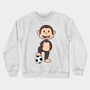 Monkey as Soccer player with Soccer ball Crewneck Sweatshirt